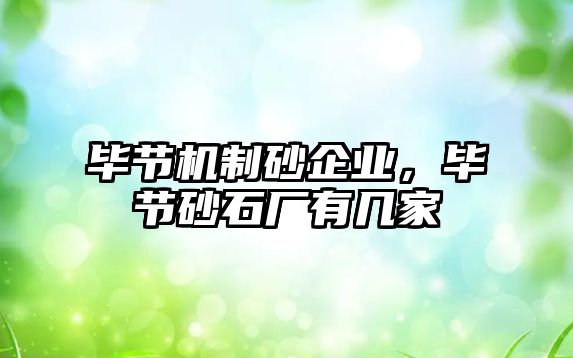 畢節(jié)機(jī)制砂企業(yè)，畢節(jié)砂石廠有幾家