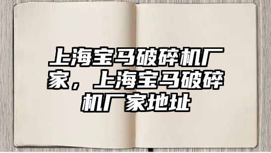 上海寶馬破碎機廠家，上海寶馬破碎機廠家地址