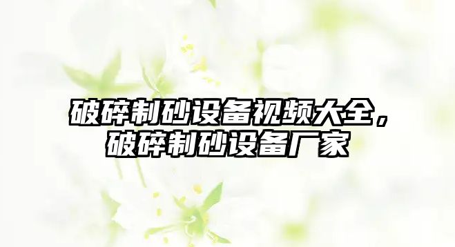 破碎制砂設備視頻大全，破碎制砂設備廠家