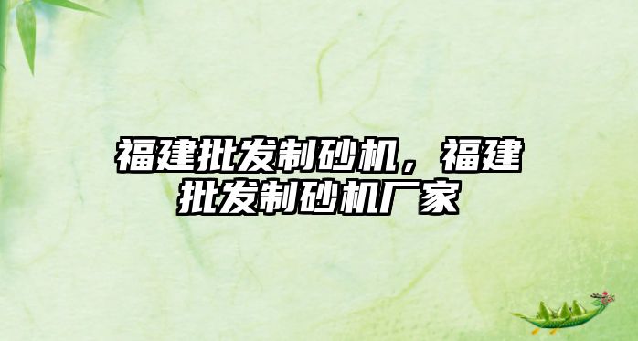 福建批發(fā)制砂機，福建批發(fā)制砂機廠家