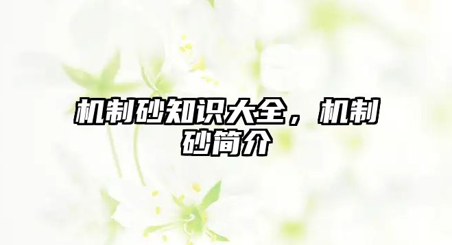 機(jī)制砂知識大全，機(jī)制砂簡介