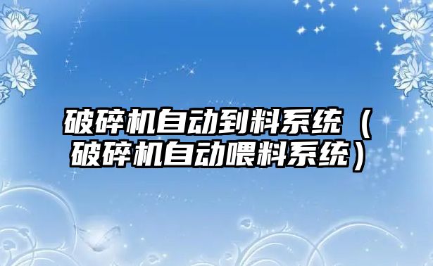 破碎機自動到料系統（破碎機自動喂料系統）