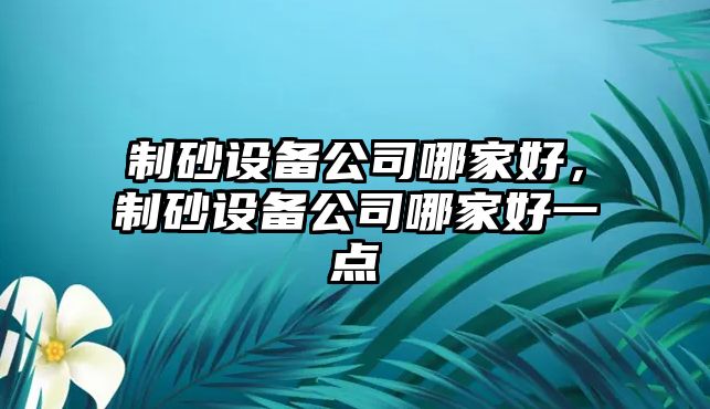 制砂設備公司哪家好，制砂設備公司哪家好一點