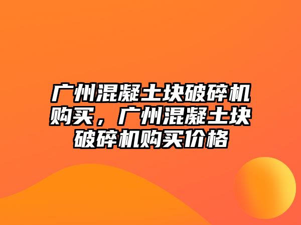 廣州混凝土塊破碎機購買，廣州混凝土塊破碎機購買價格