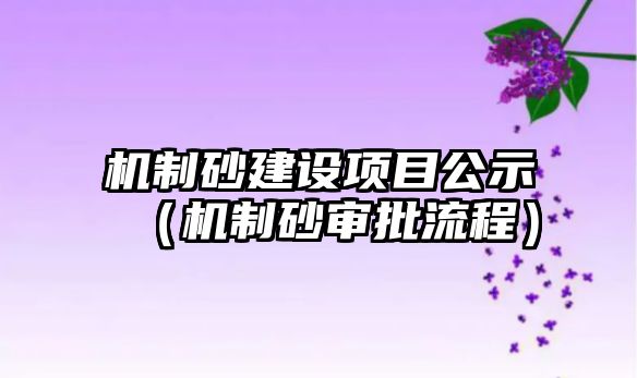 機制砂建設項目公示（機制砂審批流程）