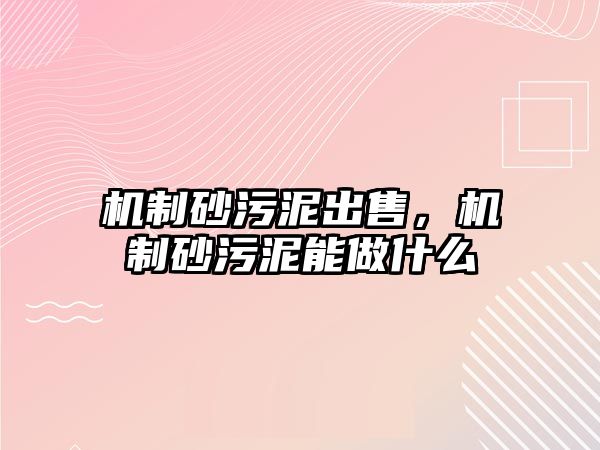 機制砂污泥出售，機制砂污泥能做什么