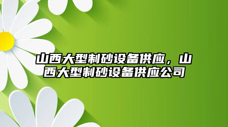 山西大型制砂設備供應，山西大型制砂設備供應公司