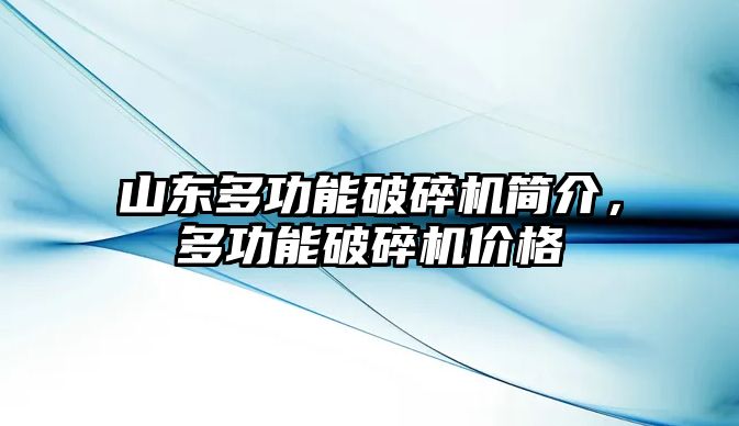 山東多功能破碎機簡介，多功能破碎機價格