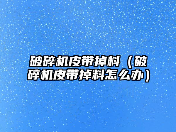 破碎機皮帶掉料（破碎機皮帶掉料怎么辦）