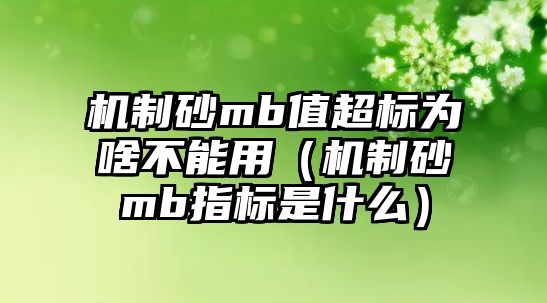 機制砂mb值超標為啥不能用（機制砂mb指標是什么）