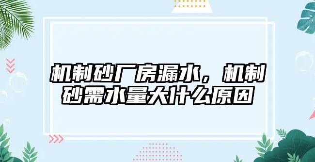 機(jī)制砂廠房漏水，機(jī)制砂需水量大什么原因