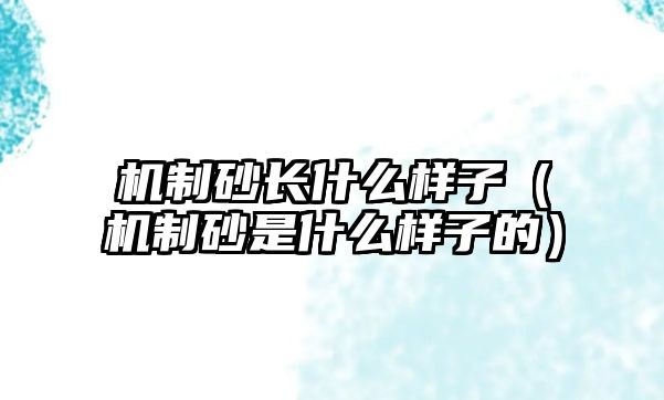 機(jī)制砂長(zhǎng)什么樣子（機(jī)制砂是什么樣子的）