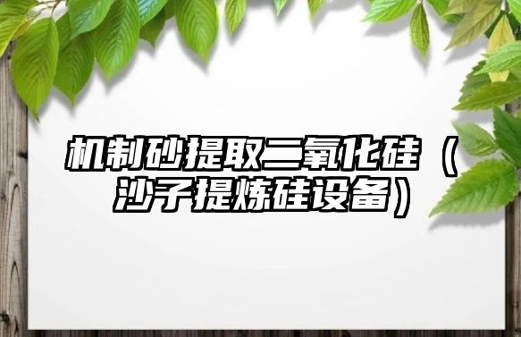 機制砂提取二氧化硅（沙子提煉硅設(shè)備）