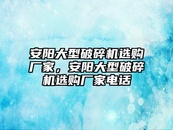 安陽大型破碎機選購廠家，安陽大型破碎機選購廠家電話