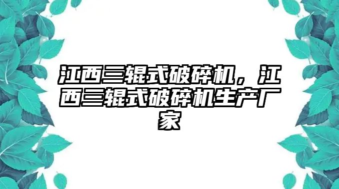 江西三輥式破碎機，江西三輥式破碎機生產(chǎn)廠家