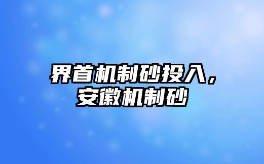 界首機(jī)制砂投入，安徽機(jī)制砂