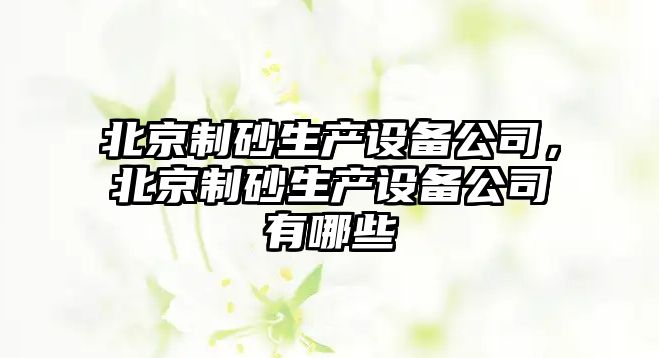 北京制砂生產(chǎn)設備公司，北京制砂生產(chǎn)設備公司有哪些